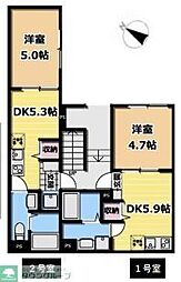 春日部市下蛭田アパート 1DKの間取図画像