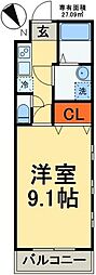 ブライトヒルズ幕張 2階1Kの間取り