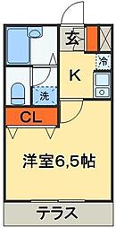 ルミエール大久保 2階1Kの間取り
