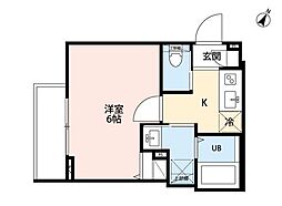 千葉市花見川区検見川町2丁目アパート 1Kの間取図画像
