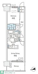 スカイグランデ津田沼 1LDKの間取図画像