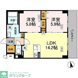 カスタリア西船橋II 2LDKの間取図画像