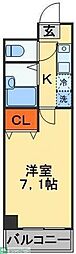 ミリアビタNo.7 1Kの間取図画像