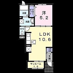 シャルマン中志津 1LDKの間取図画像