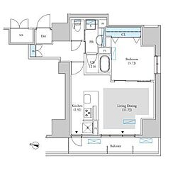 ロイジェントパークス千葉中央 1LDKの間取図画像