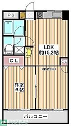 サンライズ船橋 1LDKの間取図画像