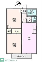 ハイツカテリーナ3 2DKの間取図画像