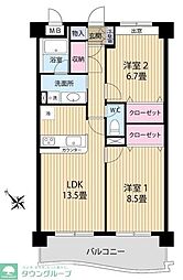 クィーンズパレス2 2LDKの間取図画像