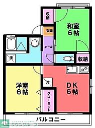 トゥインクル谷津 2DKの間取図画像