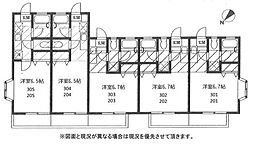 カサフローラ実籾2 1Kの間取図画像