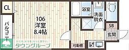 アルファリンデン 1Kの間取図画像