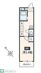 ルシェネ3 1Kの間取図画像