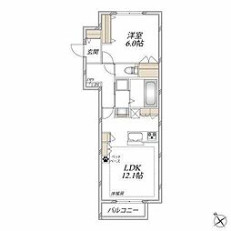 ヘーベルトール津田沼 1LDKの間取図画像