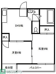 クレスト津田沼B 2DKの間取図画像