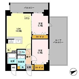 アルメール津田沼 2LDKの間取図画像