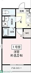船橋市飯山満町3丁目アパート 1Kの間取図画像