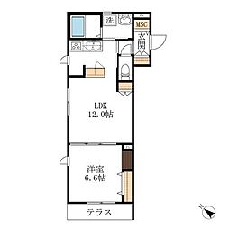 メゾンドグランペール 1LDKの間取図画像
