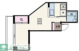 大久保ビル 1Kの間取図画像