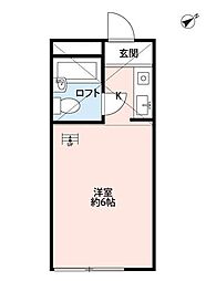 クレセール船橋 1Kの間取図画像