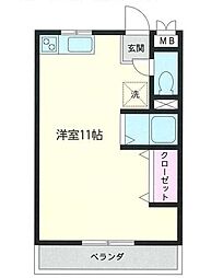 オネスティ大久保弐番館 ワンルームの間取図画像