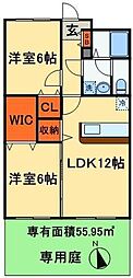 フルーエント芝山 2SLDKの間取図画像