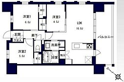 センチュリー千葉みなと 5階3LDKの間取り