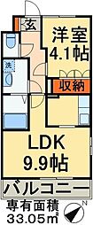 ｐｒｏｇｒｅｓｓ 2階1LDKの間取り