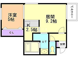 セントベル八軒 1LDKの間取図画像