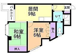 ウイスタリア八軒 2DKの間取図画像