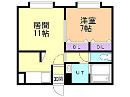 レジデンスマンションしんわ 1LDKの間取図画像