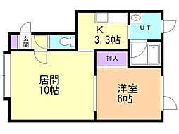 シャローム稲穂 1LDKの間取図画像
