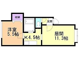 グランドハイツ手稲 1LDKの間取図画像