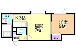 メゾンド咲良 1LDKの間取図画像
