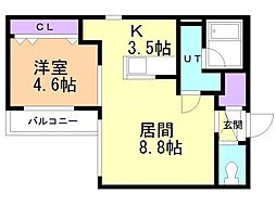 HARMONIAHACHIKEN 1LDKの間取図画像