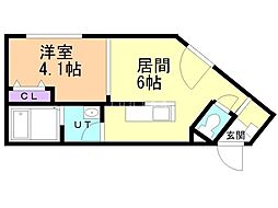 札幌市営東西線 宮の沢駅 徒歩2分の賃貸マンション 2階1DKの間取り