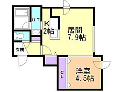 クラウンクローバー 1LDKの間取図画像