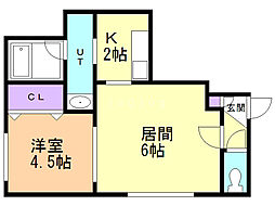 プレシャス1番館 1LDKの間取図画像