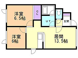 アップルコート西町2 2LDKの間取図画像