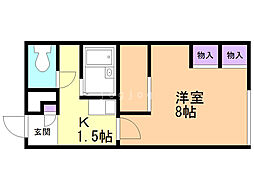 レオパレスＷ　Ｗｅｓｔ 1階1Kの間取り