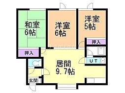 AMハイツ 3DKの間取図画像