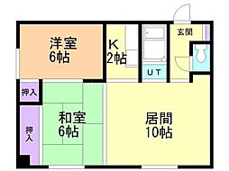 リーブル山の手通 2LDKの間取図画像