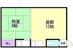 旭ハイツA 1LDKの間取図画像