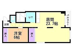 ドミ西野 1LDKの間取図画像