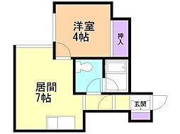 ビューフラット宮の沢 1DKの間取図画像