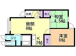 アルバ西野A 2DKの間取図画像