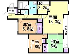 ロピア宮丘公園 3LDKの間取図画像