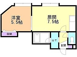 クレセント発寒 1DKの間取図画像