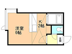 ロイヤルリラ 1Kの間取図画像