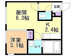 札幌市手稲区手稲本町二条5丁目マンション 1LDKの間取図画像