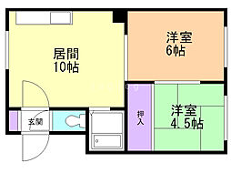 コーポ八軒B 2LDKの間取図画像